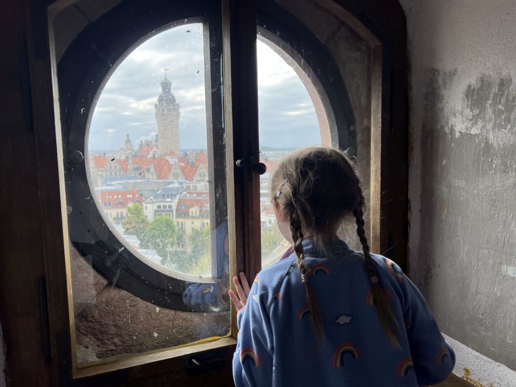 Thomaskirchturm besteigen mit Kindern in Leipzig